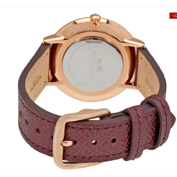 Coach Slim Easton Rose Gold Dial Ladies Watch with Burgundy Leather Strap - Picture 3 of 16